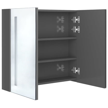 vidaXL Badkamerkast met spiegel en LED 62x14x60 cm glanzend grijs