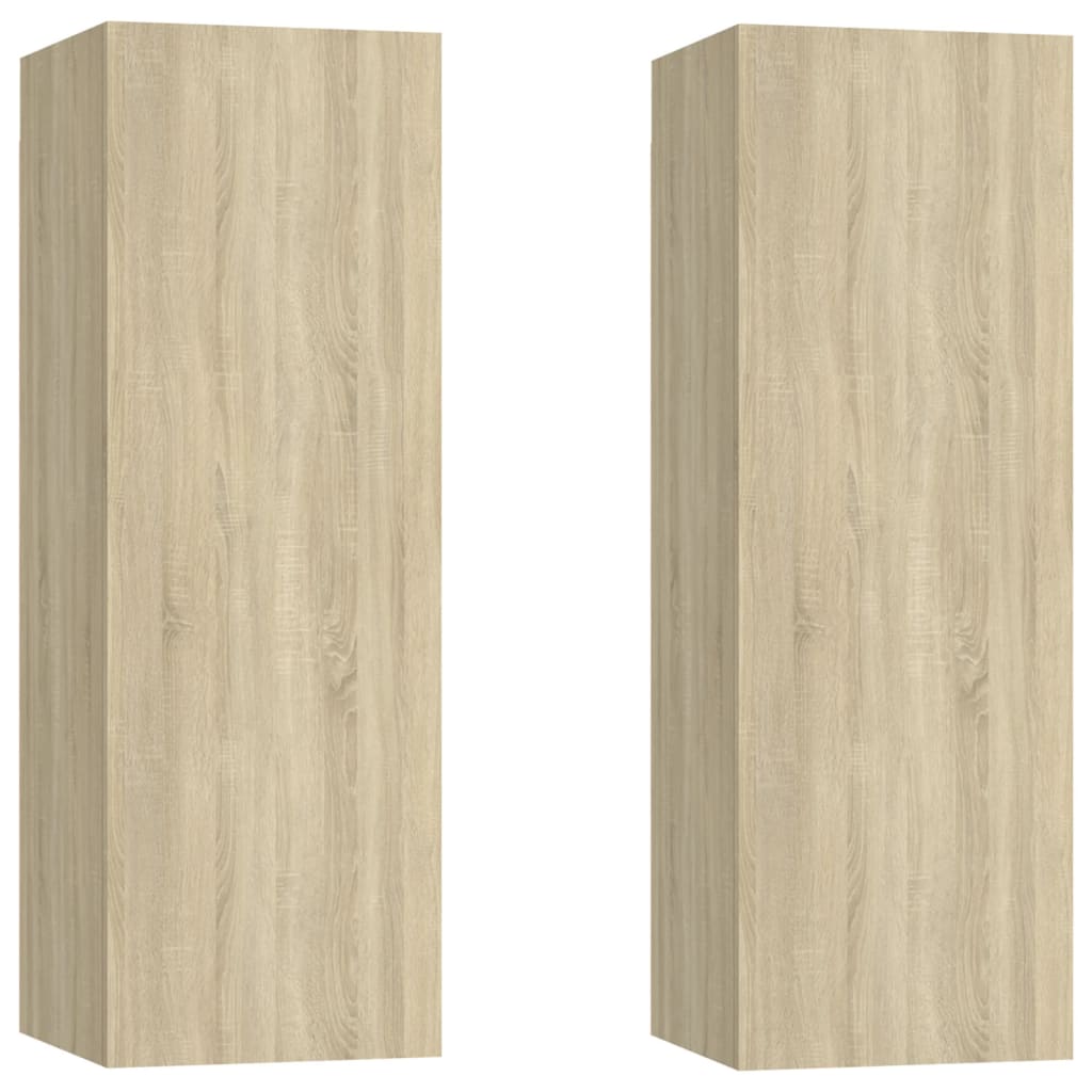 vidaXL Tv-meubels 2 st 30,5x30x90 cm bewerkt hout sonoma eikenkleurig