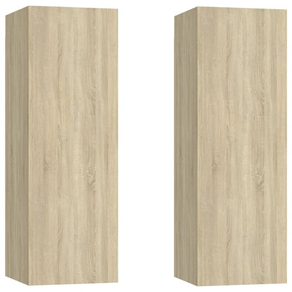 vidaXL Tv-meubels 2 st 30,5x30x90 cm bewerkt hout sonoma eikenkleurig