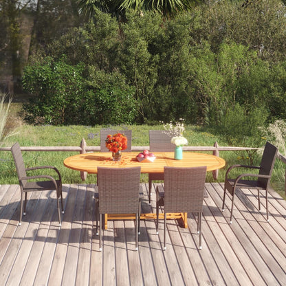 vidaXL 7-delige Tuinset poly rattan bruin