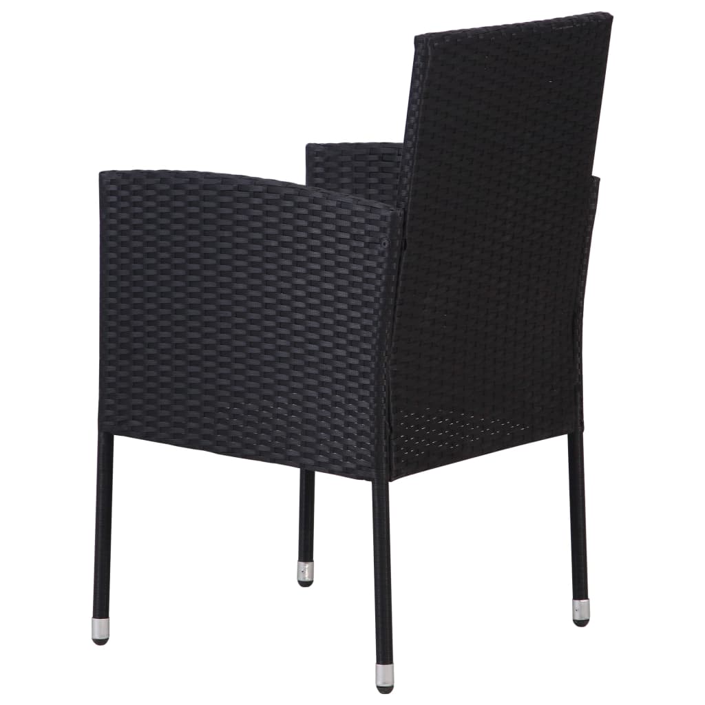 vidaXL 7-delige Tuinset poly rattan zwart