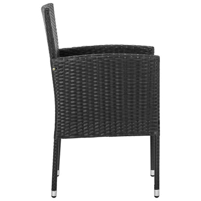 vidaXL 7-delige Tuinset poly rattan zwart