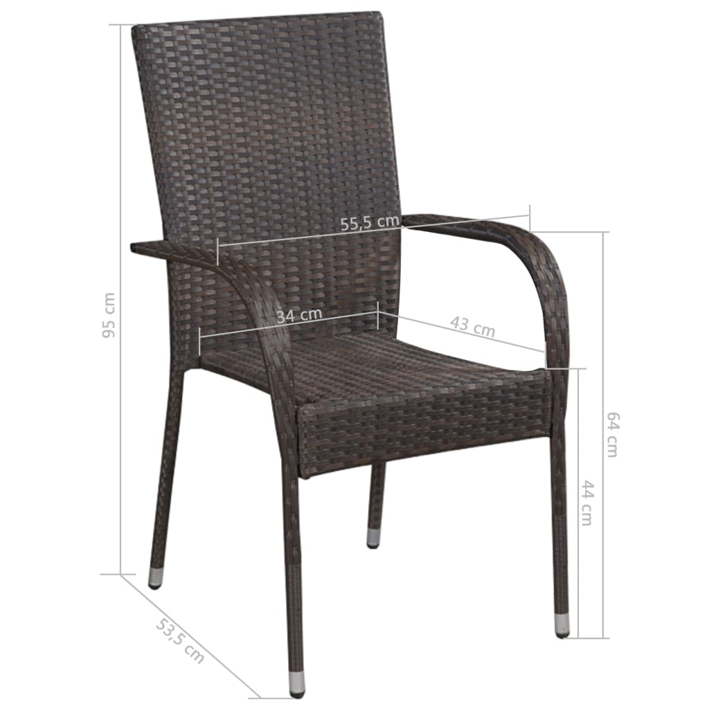 vidaXL 7-delige Tuinset poly rattan bruin