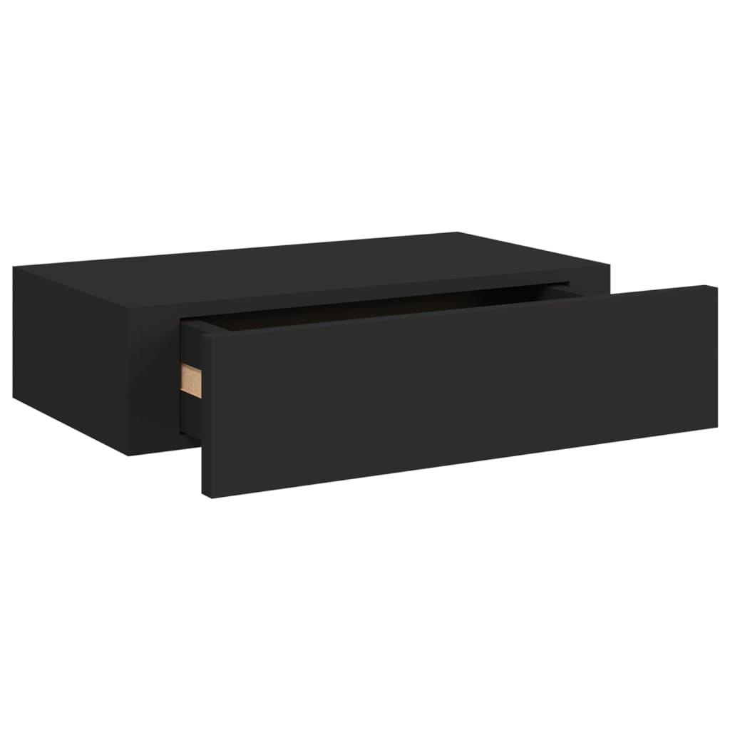 vidaXL Wandschappen 2 st met lade 40x23,5x10 cm MDF zwart