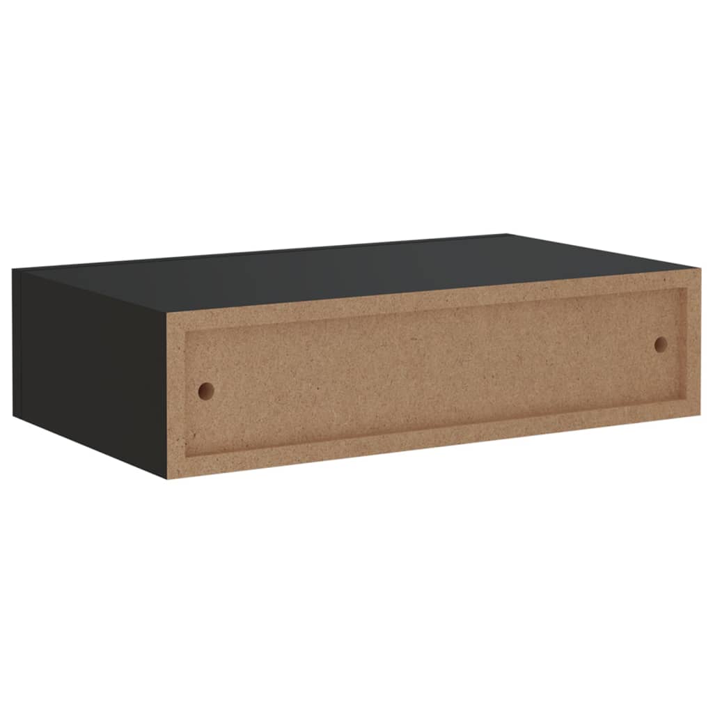 vidaXL Wandschappen 2 st met lade 40x23,5x10 cm MDF zwart