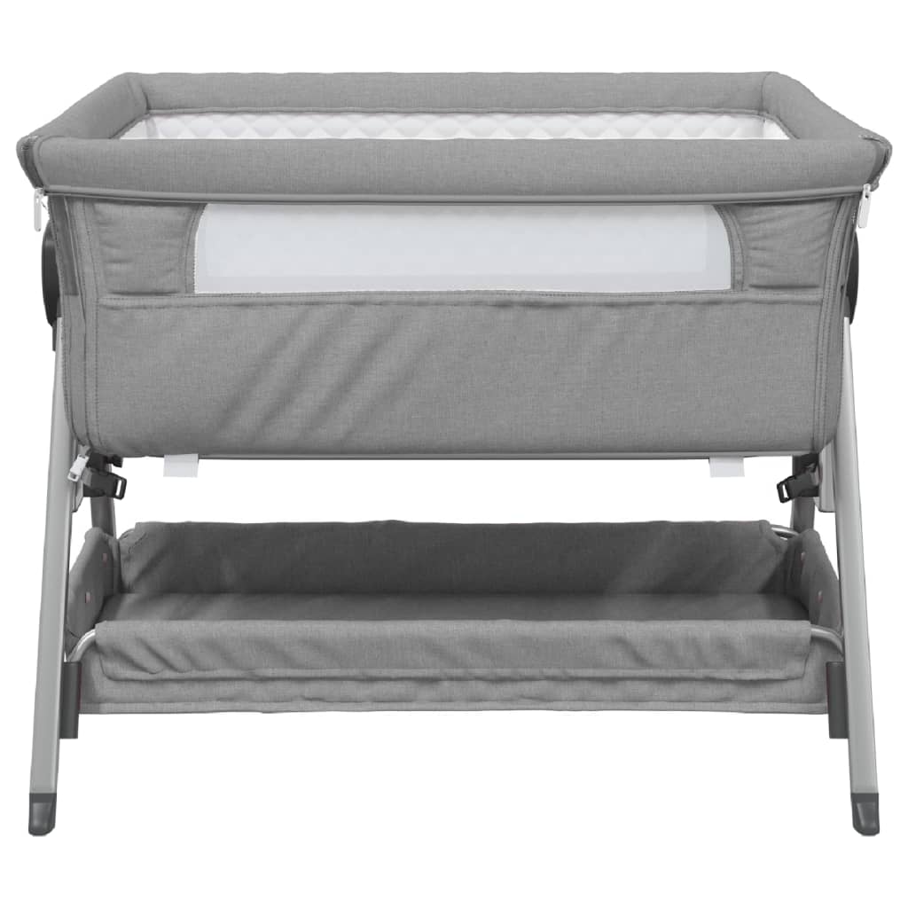 vidaXL Babybed met matras linnen lichtgrijs