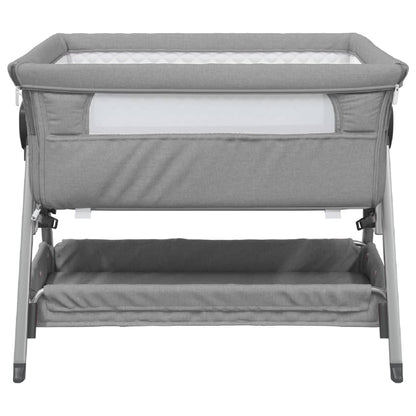 vidaXL Babybed met matras linnen lichtgrijs