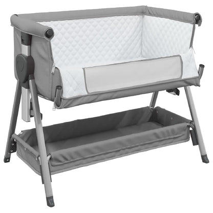 vidaXL Babybed met matras linnen lichtgrijs