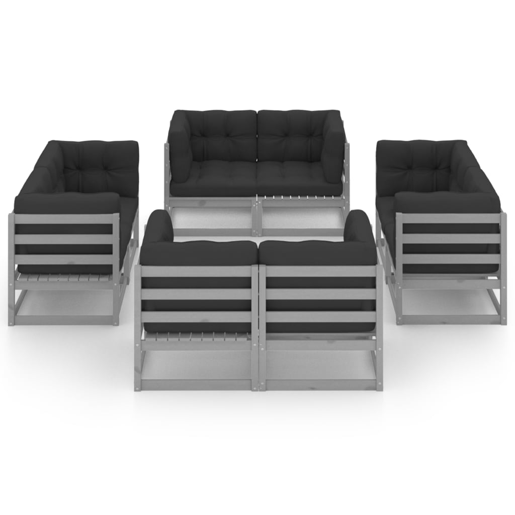 vidaXL 8-delige Loungeset met kussens massief grenenhout