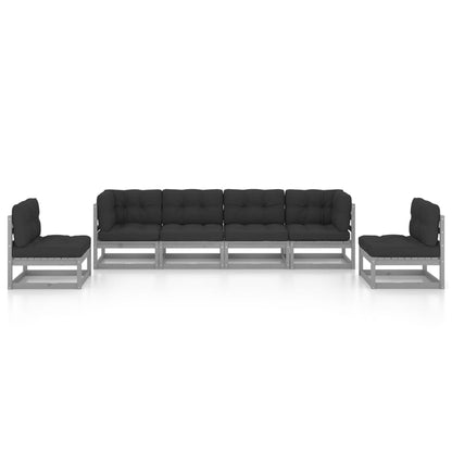 vidaXL 6-delige Loungeset met kussens massief grenenhout