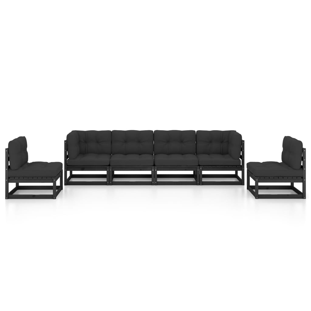 vidaXL 6-delige Loungeset met kussens massief grenenhout