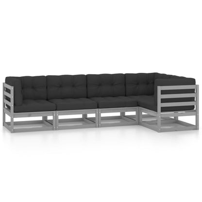 vidaXL 5-delige Loungeset met kussens massief grenenhout