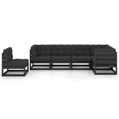 vidaXL 6-delige Loungeset met kussens massief grenenhout