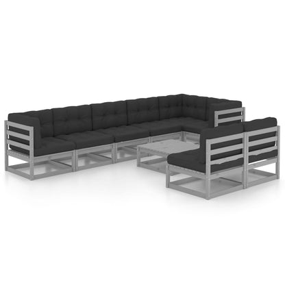 vidaXL 9-delige Loungeset met kussens massief grenenhout