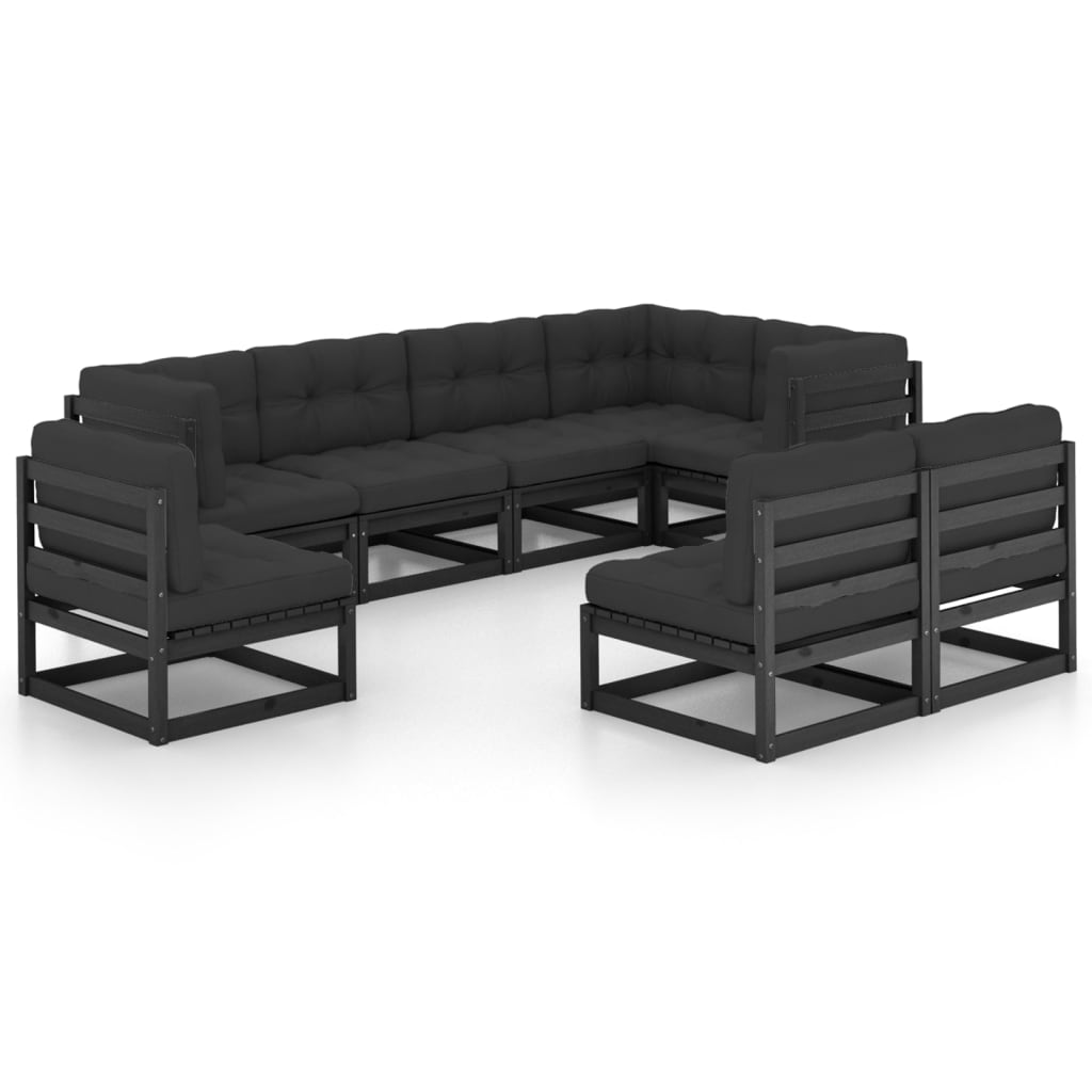 vidaXL 8-delige Loungeset met kussens massief grenenhout