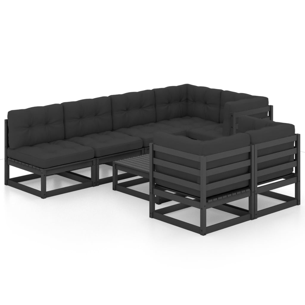 vidaXL 8-delige Loungeset met kussens massief grenenhout