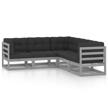 vidaXL 5-delige Loungeset met kussens massief grenenhout