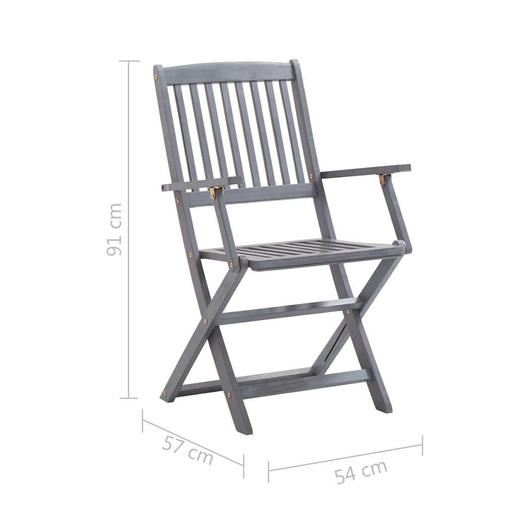 vidaXL Tuinstoelen 8 st inklapbaar met kussens massief acaciahout