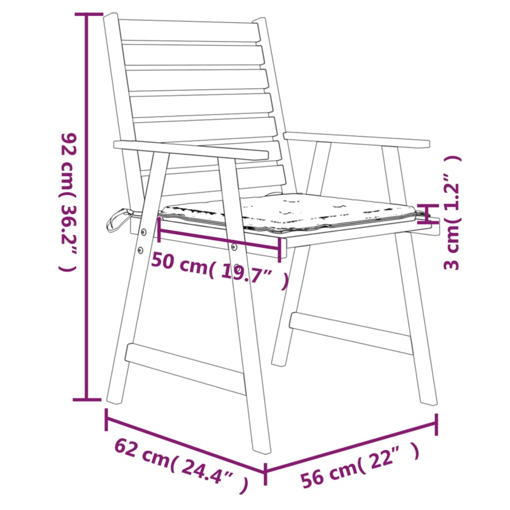 vidaXL Tuinstoelen 4 st met kussens massief acaciahout