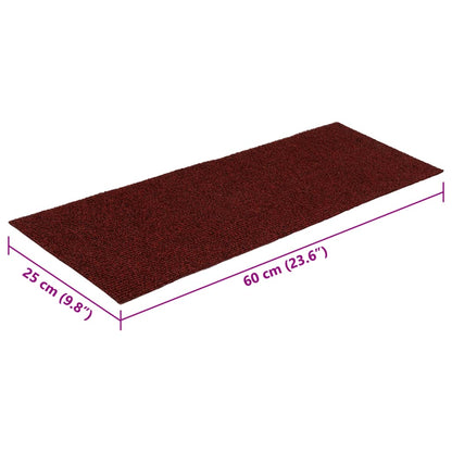 vidaXL 15 st Trapmatten zelfklevend rechthoekig 60x25 cm rood