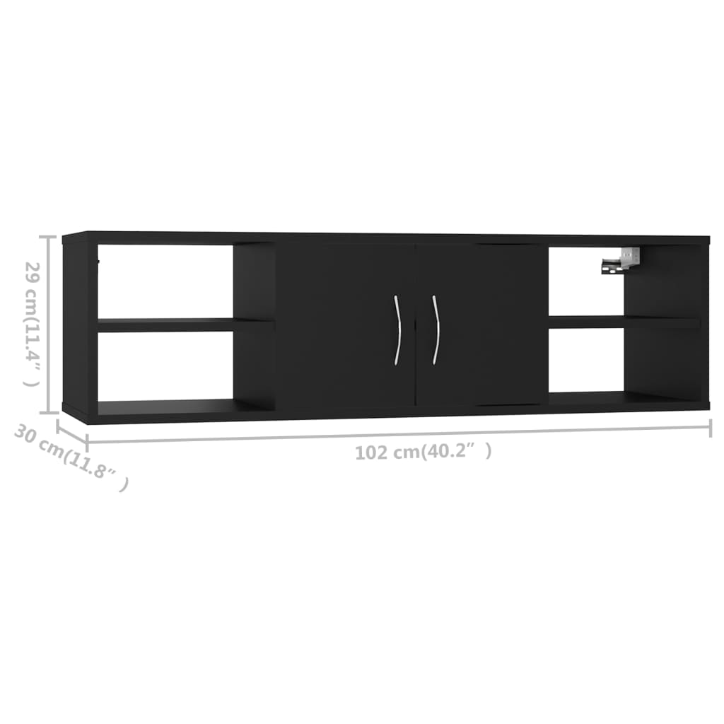 vidaXL Wandschap 102x30x29 cm bewerkt hout zwart