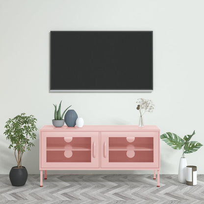 vidaXL Tv-meubel 105x35x50 cm staal roze