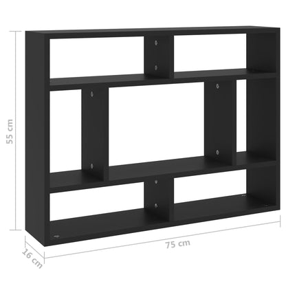 vidaXL Wandschap 75x16x55 cm bewerkt hout zwart