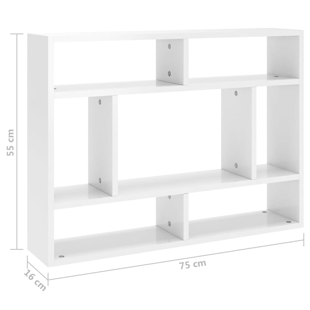 vidaXL Wandschap 75x16x55 cm bewerkt hout hoogglans wit