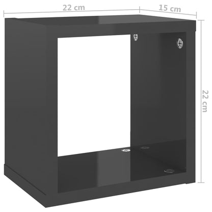 vidaXL Wandschappen kubus 6 st 22x15x22 cm hoogglans grijs