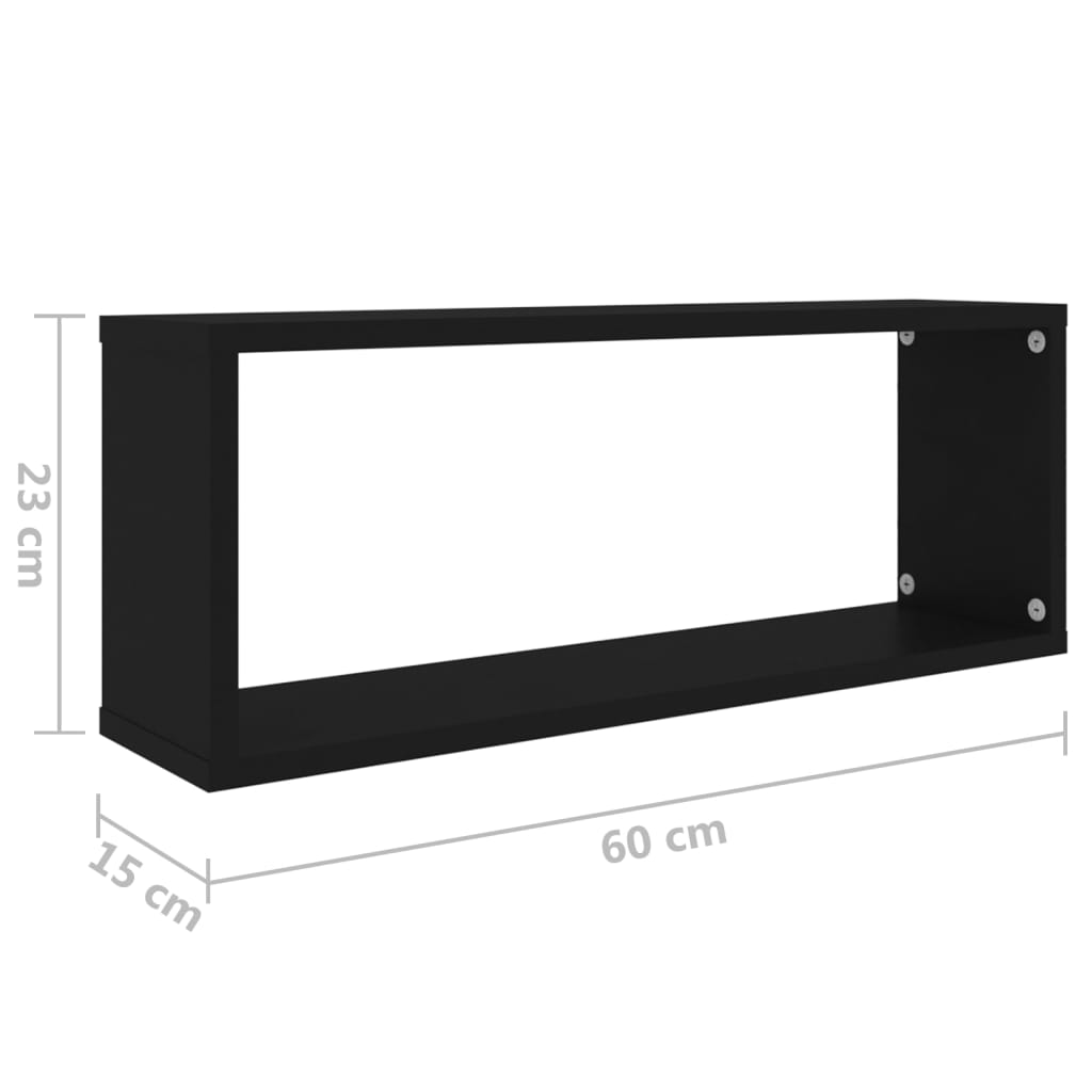 vidaXL Wandschappen kubus 2 st 60x15x23 cm bewerkt hout zwart