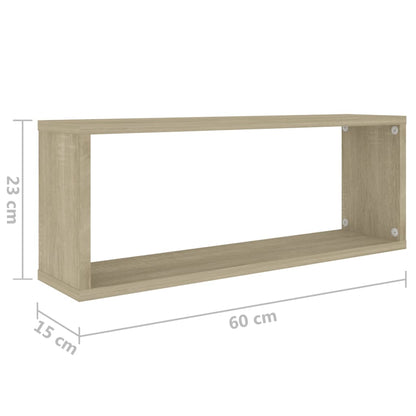 vidaXL Wandschappen kubus 4 st 60x15x23 cm bewerkt hout sonoma eiken