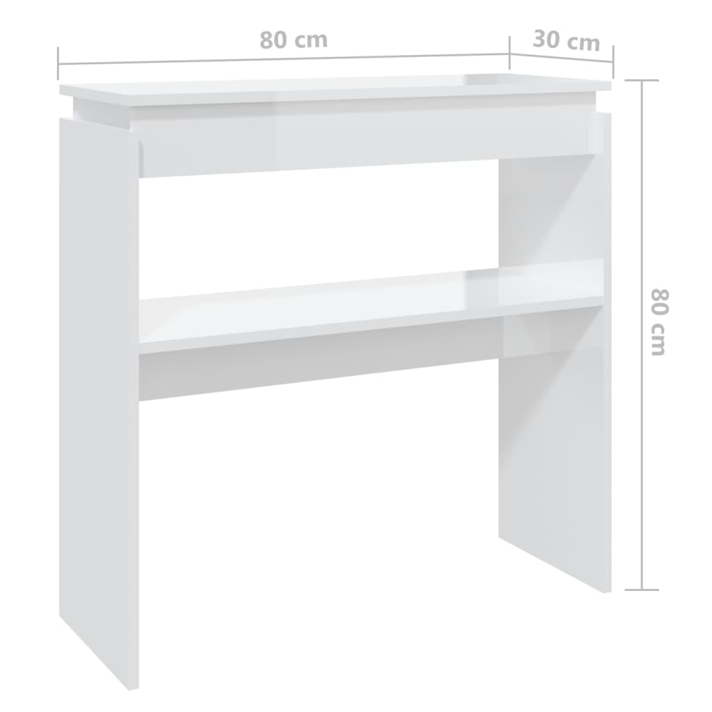 vidaXL Wandtafel 80x30x80 cm bewerkt hout hoogglans wit