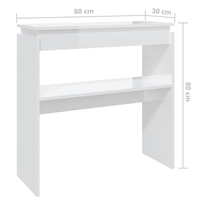 vidaXL Wandtafel 80x30x80 cm bewerkt hout hoogglans wit