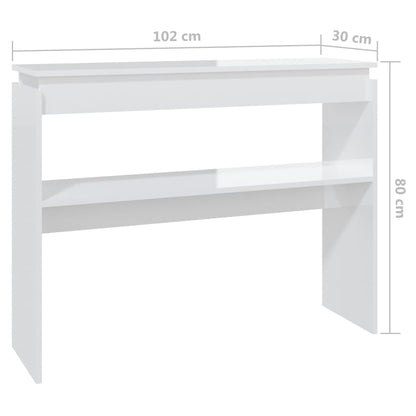 vidaXL Wandtafel 102x30x80 cm bewerkt hout hoogglans wit