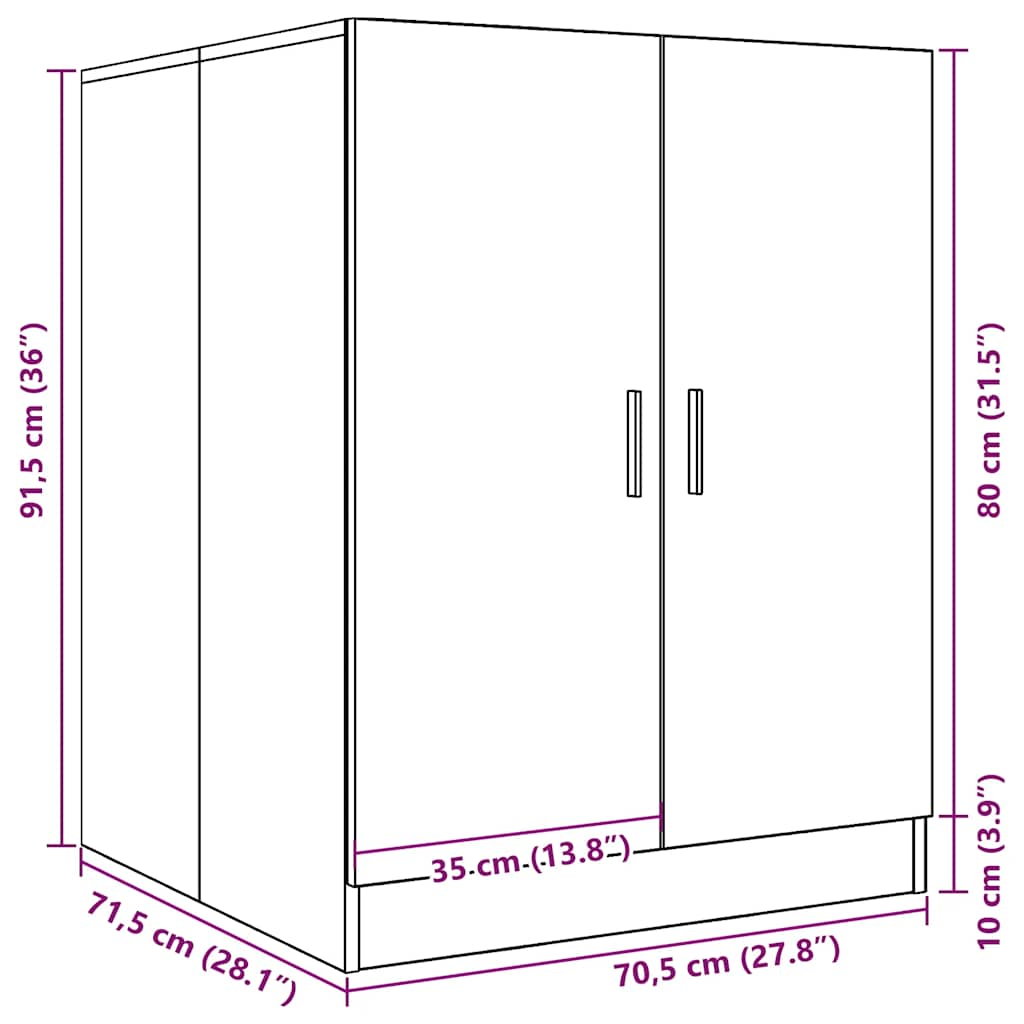 vidaXL Wasmachinekast 71x71,5x91,5 cm wit