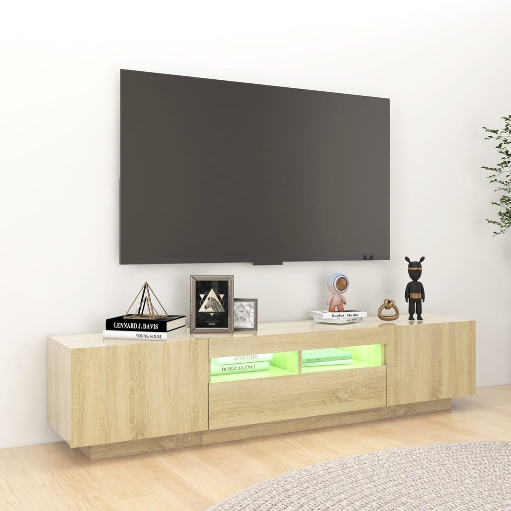 vidaXL Tv-meubel met LED-verlichting 180x35x40 cm sonoma eikenkleurig