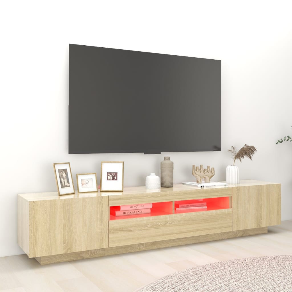 vidaXL Tv-meubel met LED-verlichting 200x35x40 cm sonoma eikenkleurig