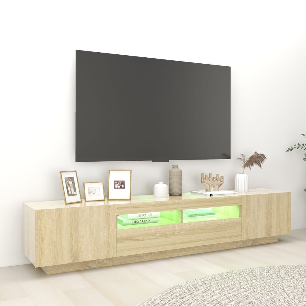 vidaXL Tv-meubel met LED-verlichting 200x35x40 cm sonoma eikenkleurig