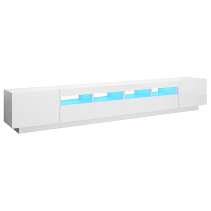 vidaXL Tv-meubel met LED-verlichting 260x35x40 cm hoogglans wit