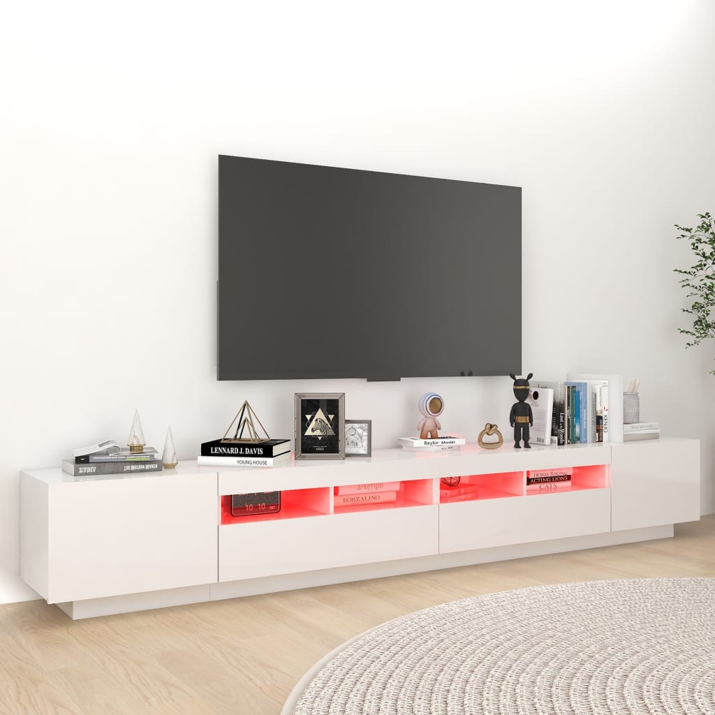 vidaXL Tv-meubel met LED-verlichting 260x35x40 cm hoogglans wit