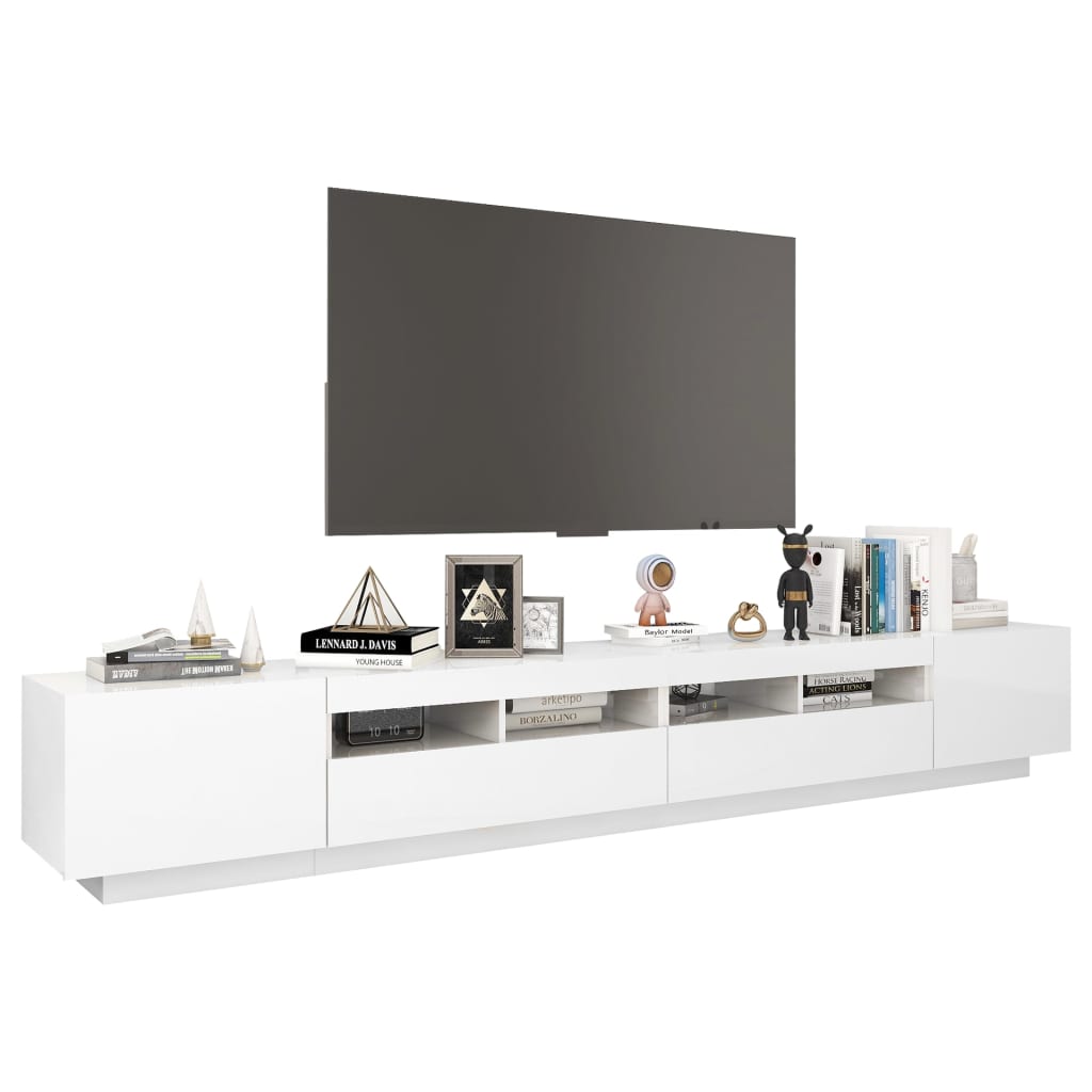 vidaXL Tv-meubel met LED-verlichting 260x35x40 cm hoogglans wit