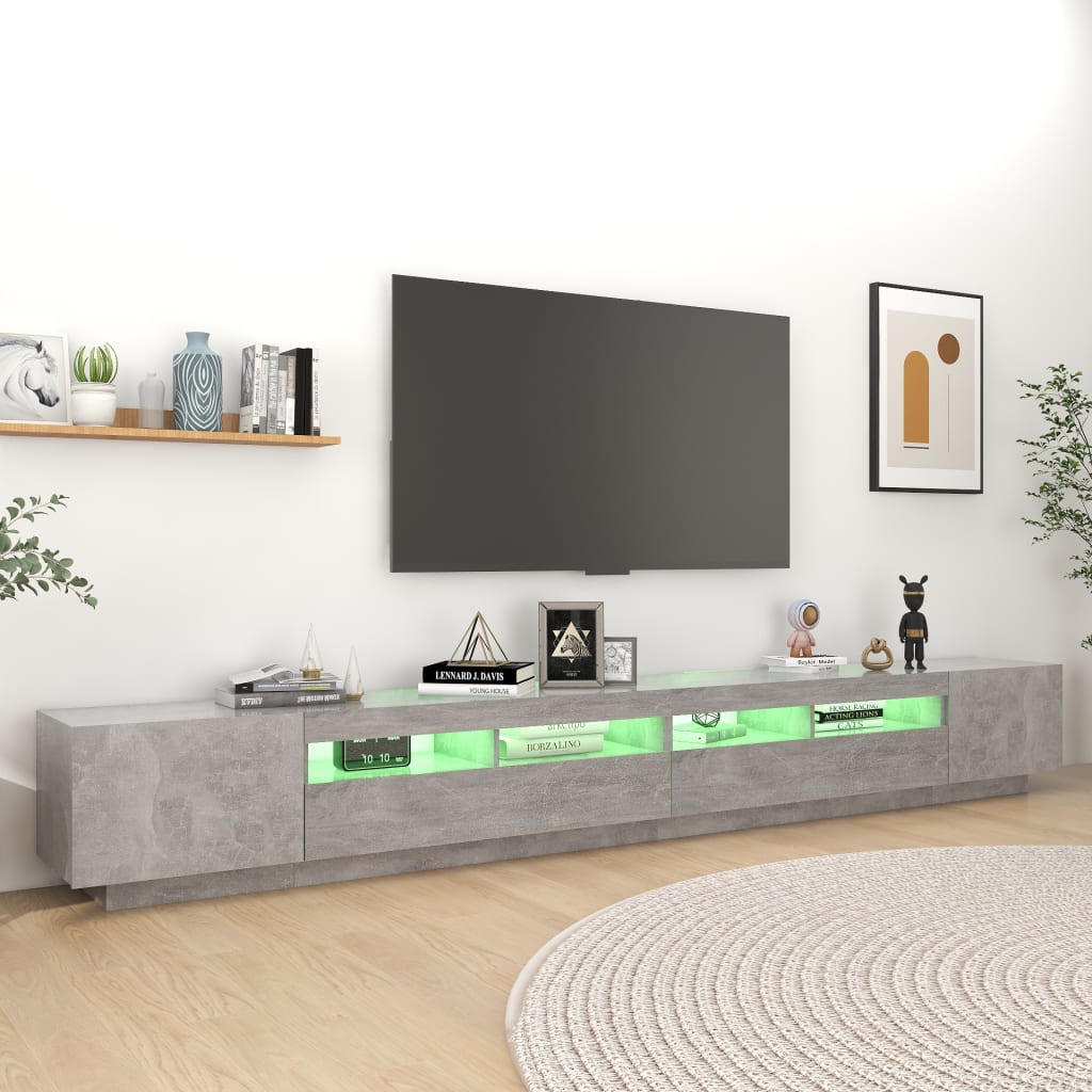 vidaXL Tv-meubel met LED-verlichting 300x35x40 cm betongrijs