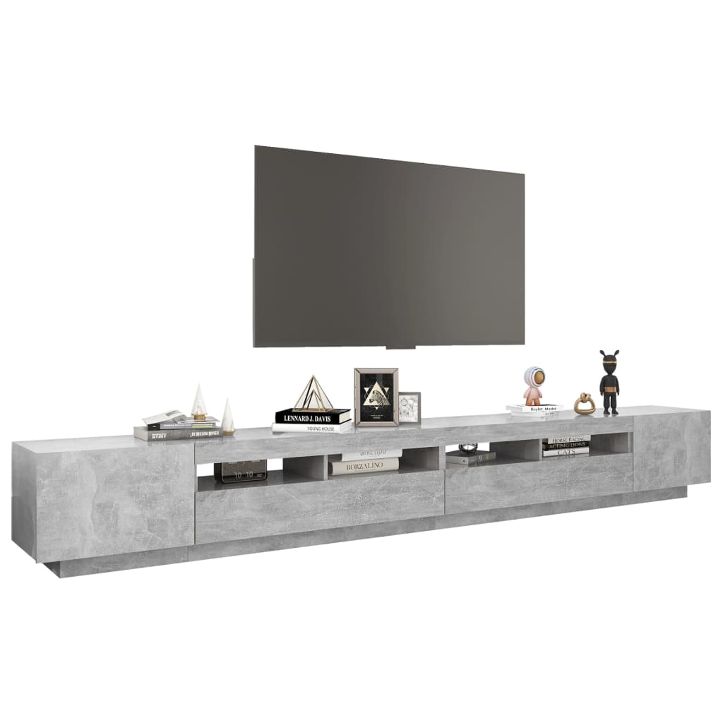 vidaXL Tv-meubel met LED-verlichting 300x35x40 cm betongrijs