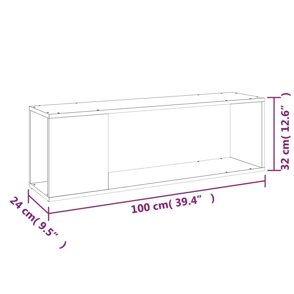 vidaXL Tv-meubel 100x24x32 cm bewerkt hout betongrijs