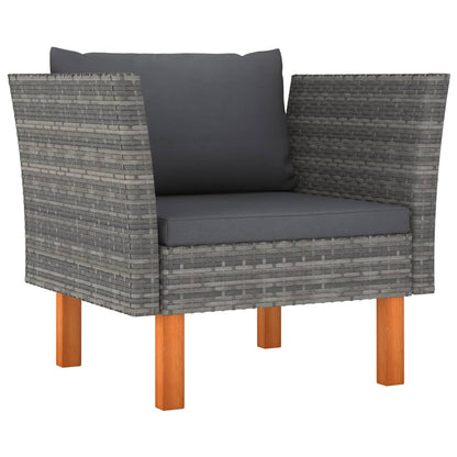 vidaXL 6-delige Loungeset poly rattan en eucalyptushout grijs