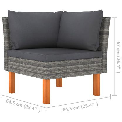 vidaXL 6-delige Loungeset poly rattan en eucalyptushout grijs