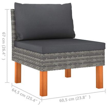 vidaXL 6-delige Loungeset poly rattan en eucalyptushout grijs