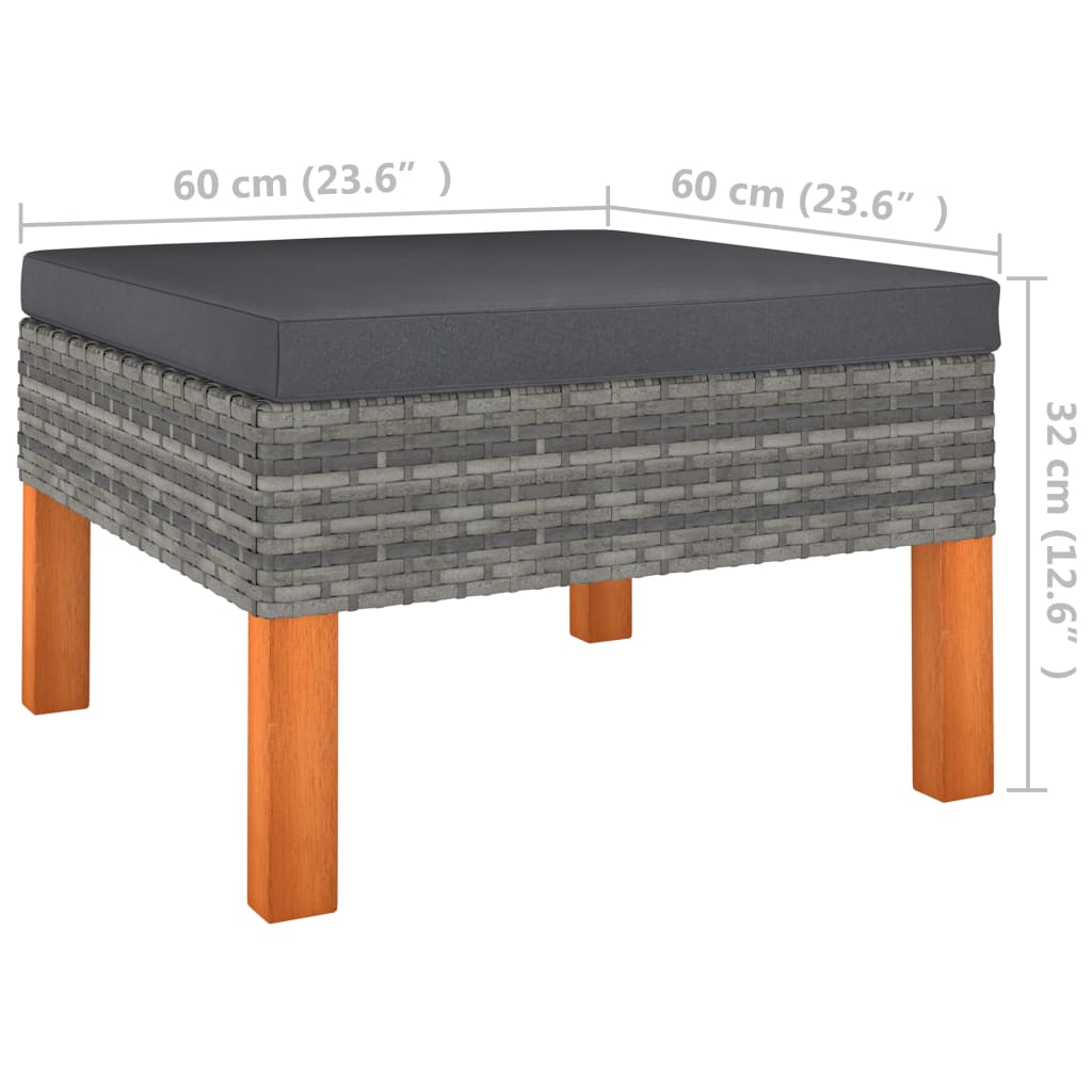 vidaXL 6-delige Loungeset poly rattan en eucalyptushout grijs