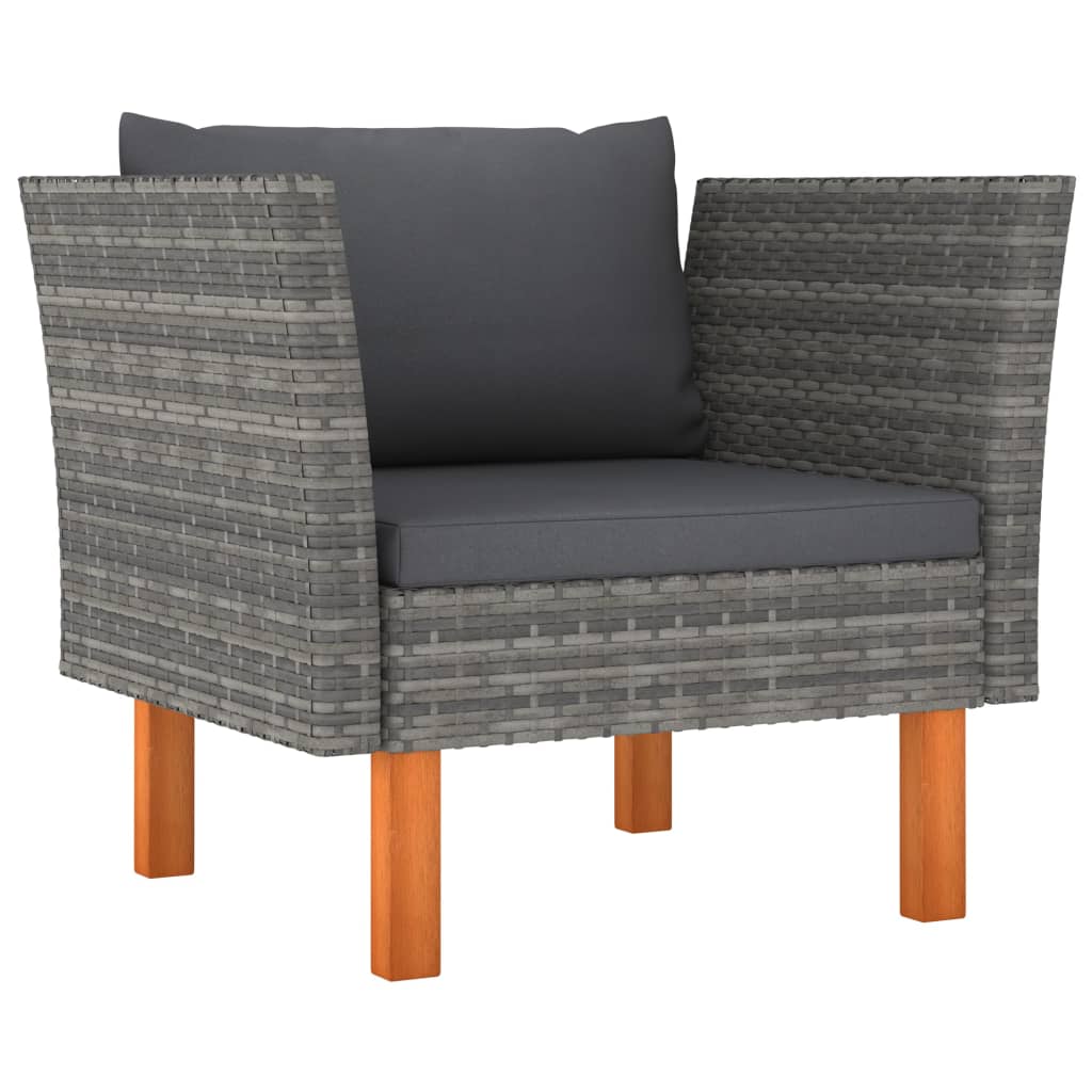 vidaXL 8-delige Loungeset poly rattan en eucalyptushout grijs