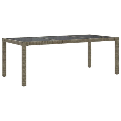 vidaXL Tuintafel 190x90x75 cm gehard glas en poly rattan grijs